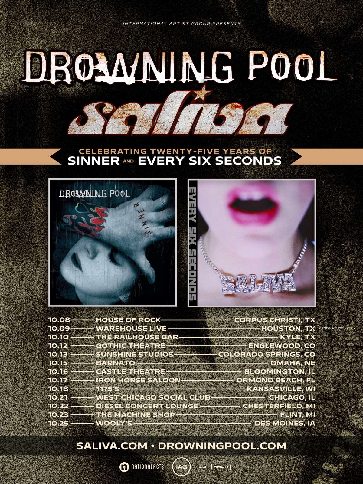 DROWNING POOL and SALIVA: Celebrating Twenty-Five Years of ‘Sinner’ and ‘Every Six Seconds’
