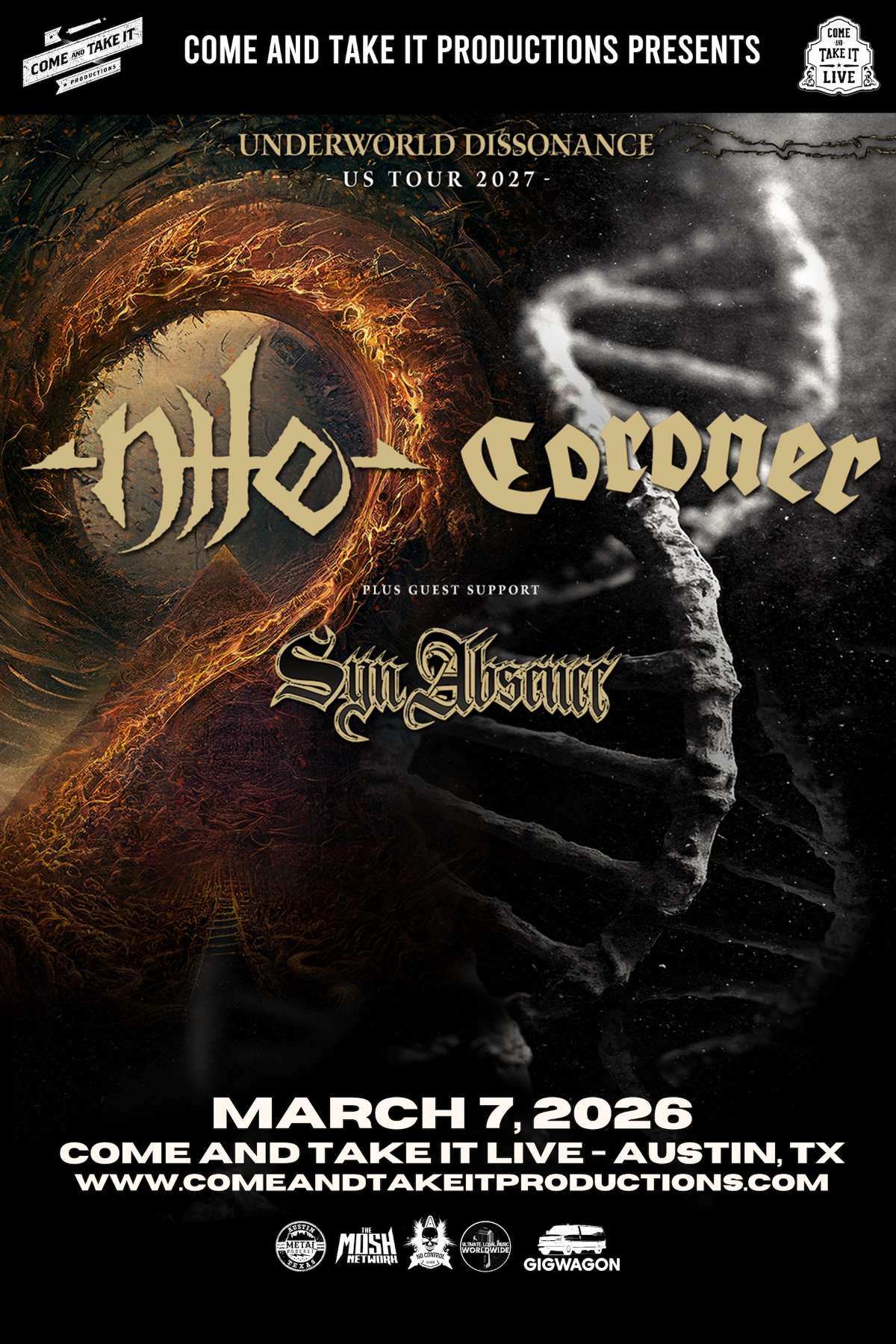 NILE / CORONER – Austin
