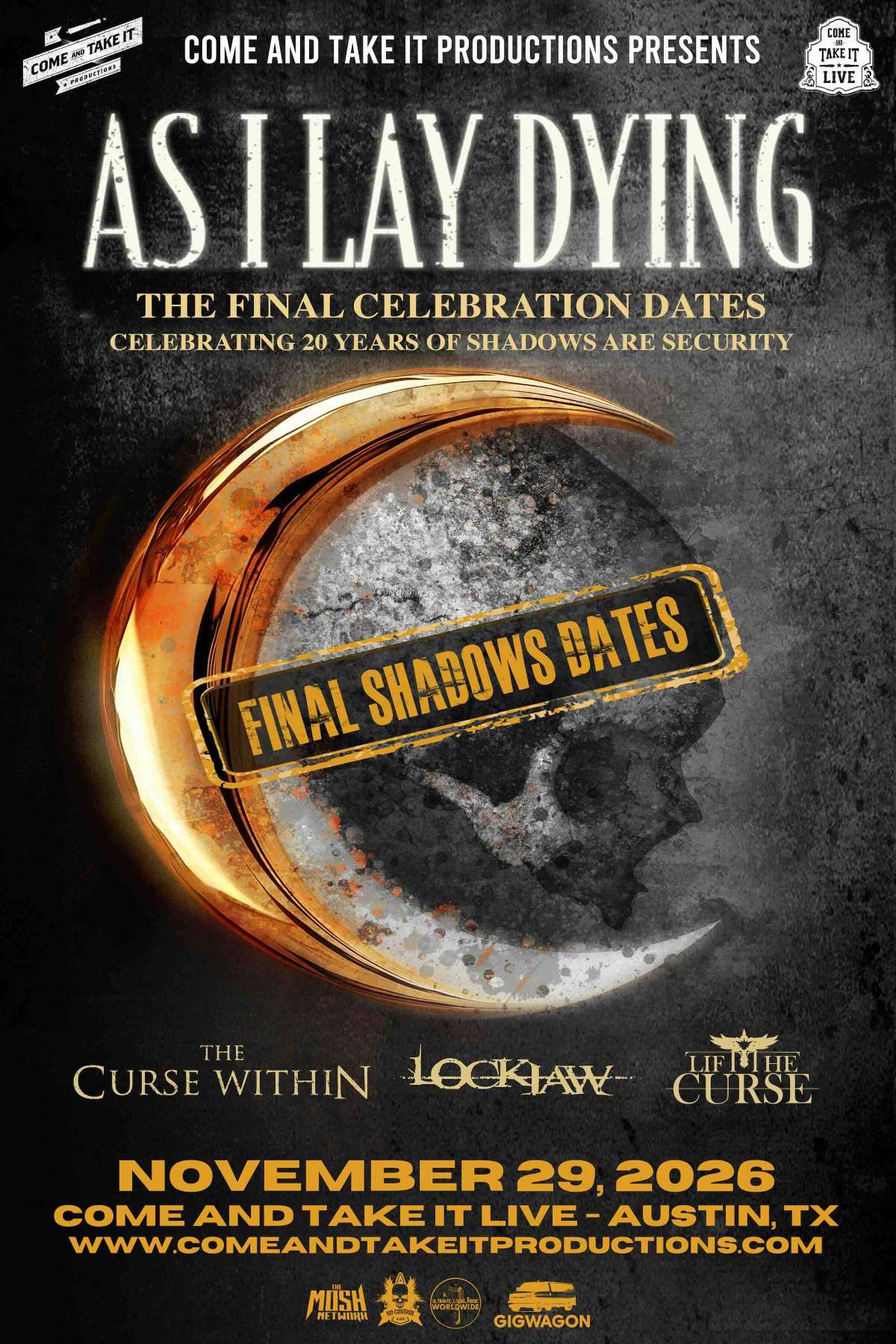AS I LAY DYING: The Final Dates Celebrating 20 Years of ‘Shadows Are Security’ – Austin